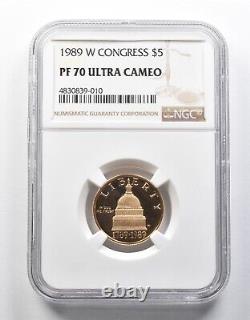 PF70 UCAM 1989-W $5 Congress Gold Commemorative NGC 2053