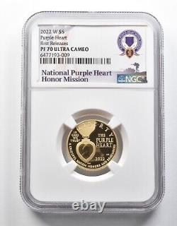 PF70 UCAM 2022-W $5 Purple Heart Gold Commemorative FR NGC 2073