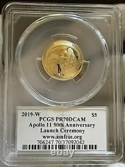 POP-30 2019 $5 Gold PR70 PCGS Coin Apollo 11 Commemorative PCGS FDOI Fred Haise