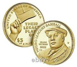 PRESALE Negro Leagues Baseball 2022 Proof Five-Dollar Gold Coin