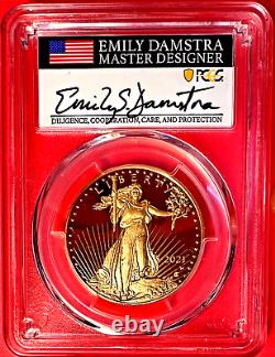 Pcgs-70 Advanced Release (b4 Fdi) Damstra 2021-w Ty2 $50 1 Oz Proof Gold Eagle