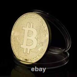 Physical Bitcoin Commemorative Coin Gold Color Collection Collectible NEW