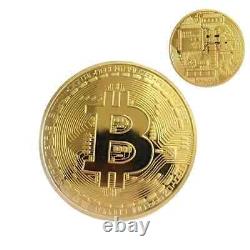 Physical Bitcoin Commemorative Coin Gold Color Collection Collectible NEW
