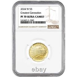 Presale 2024-W Proof $5 Greatest Generation Gold Commemorative NGC PF70UC B
