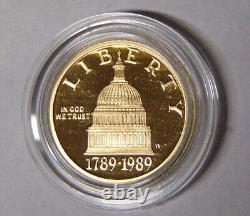 Proof 1989-W Bicentennial of Congress $5 Gold Commemorative 0.24187 oz Gold