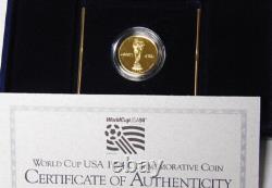 Proof 1994-W World Cup Soccer $5 Gold Commemorative With Box and COA