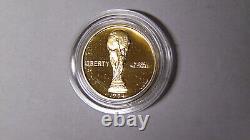 Proof 1994-W World Cup Soccer $5 Gold Commemorative With Box and COA