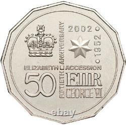 RARE PNC Australia 2002 Golden Jubilee QEII Accession RAM 50c Commemorative Coin