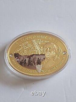 ROBERT E. LEE OVAL COMMEMORATIVE COIN PROOF Heros of the Confederacy Oval Coin