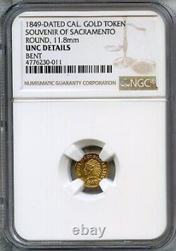 Rare 1849 California Gold 1/2, Souvenir Of Sacramento / Ngc Unc / R-8