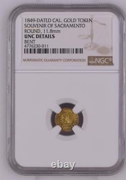 Rare 1849 California Gold 1/2, Souvenir Of Sacramento / Ngc Unc / R-8