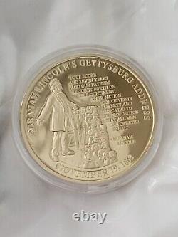 Rare 2011 Abraham Lincoln Uncirculated 24k Gold Layered 40mm Coin + COA