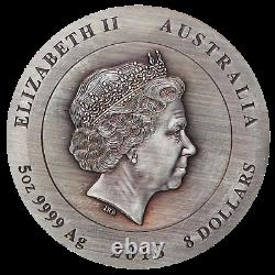 Rare Earth 2018 5oz Silver High Relief Patina Coin with golden diamond Australia