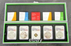Rio Olympics 5 Coin Silver & Gold Set NGC PF70 Ultra Cameo In OGP