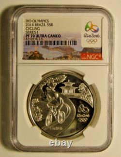 Rio Olympics 5 Coin Silver & Gold Set NGC PF70 Ultra Cameo In OGP