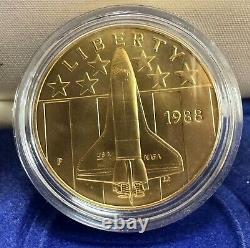 Scarce 1988 America In Space 90% Gold Silver Bronze 3 Coin Commemorative Set