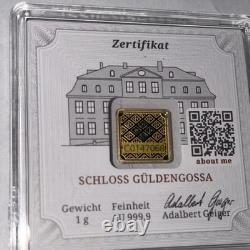 Schloss Güldengossa Gold Bar 1g 999.9 Fine Gold, 1g Total Precious Metal Content