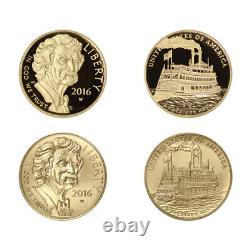 Set of 2 2016-W $5 Gold Mark Twain Commemorative Proof & Unc. With OGP