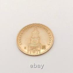 Solid 12k Gold US Independence Hall Bicentennial Commemorative Coin 500 Fine