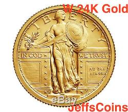 Standing Liberty Quarter 2016 Centennial Gold Coin. 9999 fine 24karat 1916 16xc