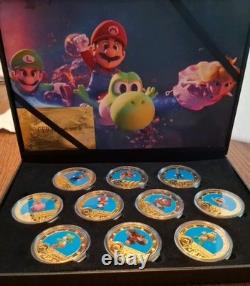 Super Mario Bros Gold Plated Commemorative Coin Set of 10 with COA & Display Case