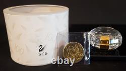 Swarovski Crystal Coin Box Hinged & 100 Year Commemorative Coin SIGNED RARE