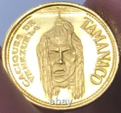 Tamanaco Indian Chiefs of Venezuela Commemorative Medal 1.5g. 900 Gold