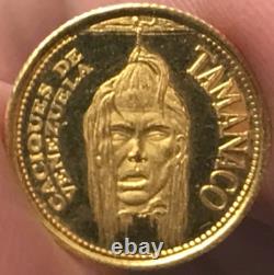 Tamanaco Indian Chiefs of Venezuela Commemorative Medal 1.5g. 900 Gold