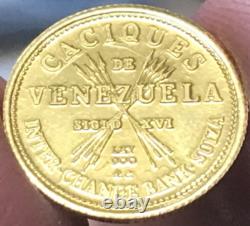 Tamanaco Indian Chiefs of Venezuela Commemorative Medal 1.5g. 900 Gold
