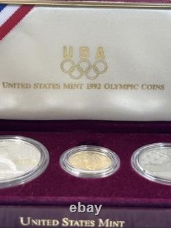 The 1992 U. S. Olympic Commemorative 3 Coin Set Gold/Silver OGP/COA LOT M-6