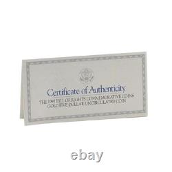 The 1993 Bill of Rights Commemorative Proof $5 Gold Coin West Point Mint Boxed