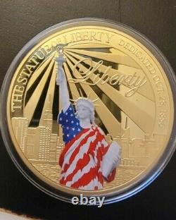 The Statue Of Liberty Colosal Commemorative Coin 24k Gold Layered Colorized New