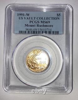 US 1991 W Gold $5 5 Dollars PCGS MS69 Commen Mount Rushmore