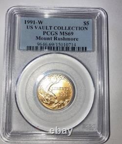 US 1991 W Gold $5 5 Dollars PCGS MS69 Commen Mount Rushmore