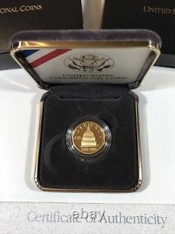 US Gem Proof $5 Dollar Gold 1989 W Congress Commemorative 1/4 Oz Coin with Box COA