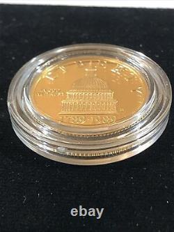 US Gem Proof $5 Dollar Gold 1989 W Congress Commemorative 1/4 Oz Coin with Box COA