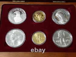 US Mint 1984 Olympic Commeorative Silver/Gold Proof & Uncirculated Set 6 Coins