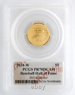 US Mint 2014-W $5 Gold Baseball Commemorative PCGS PR70DCAM Bill Buckner Signed