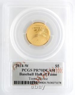 US Mint 2014-W $5 Gold Baseball Commemorative PCGS PR70DCAM Tom Glavine Signed