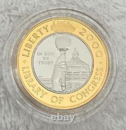 US Mint Library of Congress Proof Bimetallic Coin Gold & Platinum $10 Coin