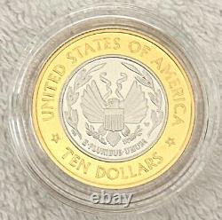 US Mint Library of Congress Proof Bimetallic Coin Gold & Platinum $10 Coin