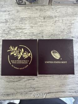 US Mint WWII 75th Anniversary 24K Gold Coin 2020 20XG Proof with COA Box NEW