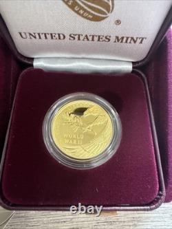 US Mint WWII 75th Anniversary 24K Gold Coin 2020 20XG Proof with COA Box NEW