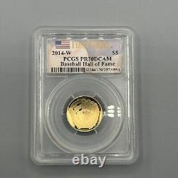 U. S. 2014-w Baseball Hall Of Fame $5 Dollar Gold Proof Coin, Cert Pcgs Pr70-dcam