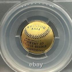 U. S. 2014-w Baseball Hall Of Fame $5 Dollar Gold Proof Coin, Cert Pcgs Pr70-dcam