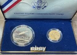 U. S. Constitution Coin Set $1 Silver & $5 Gold Uncirculated with Box & COA