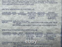U. S. Constitution Coin Set $1 Silver & $5 Gold Uncirculated with Box & COA