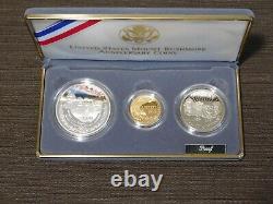Us Mint 1991 Mt Rushmore Anniversary 3 Coin $5 West Pt Gold & Silver Proof Set