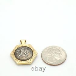 Vintage 1970s Silver Commemorative Olympic Coin Pendant in 14K Yellow Gold Bezel