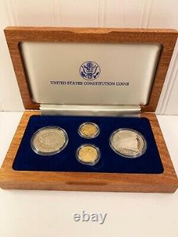 Vintage 1987 US Constitution 4-Coin Commemorative Set 2 gold & 2 silver with COA